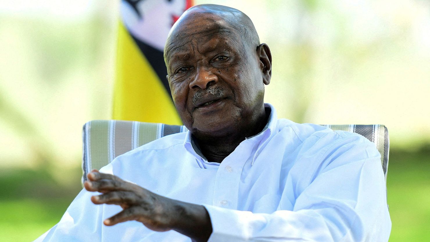 President Yoweri Museveni addressing a public event in Uganda, October 2025.